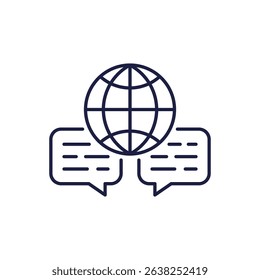 multi language translator icon, line design on white