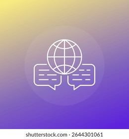 multi language translator icon, line vector design for web