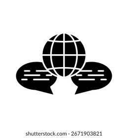 mehrsprachiger Übersetzer, Symbol in einer Vektorgrafik, Piktogramm einzeln auf weißem Hintergrund. farbig editierbar	
