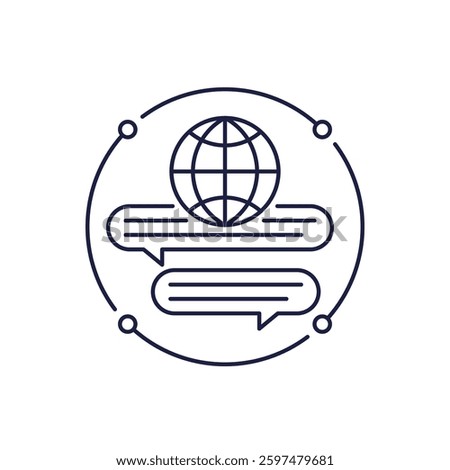multi language translator icon in line design