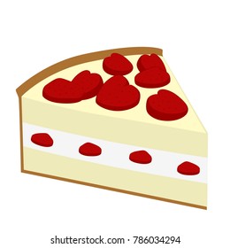 Multi layer strawberry cheesecake vector art with heart-shaped strawberry slices on top.  
 Transparent background in vector file.  More flavors and matching food also available.