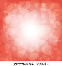 Multi layer transparent white hearts on red background vector design for abstract background concept