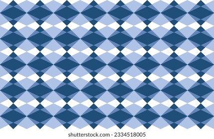 Multi layer two tone blue diamond checkerboard repeat pattern, replete image, design for fabric printing