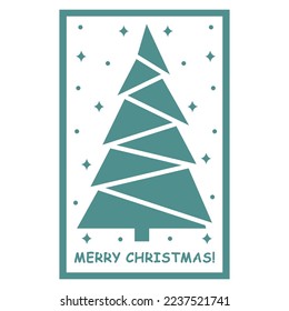 Multi layered 3D Christmas card with a papercut style Christmas tree, vector illustration, Laser cut paper