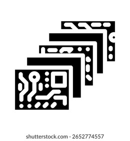 multi layered circuit design glyph icon vector. multi layered circuit design sign. isolated symbol illustration