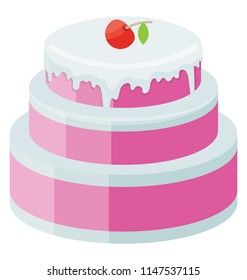 
Multi layered delicious strawberry cake having sugar icing 
