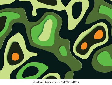 Multi layered paper cut background. Abstract map footprints.