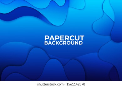 multi layers 3D color gradient blue texture vector background. Abstract topography concept design or flowing liquid illustration for website template. Smooth origami art shape paper cut 