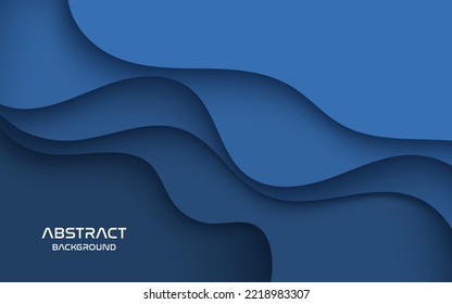 Multi layers blue color texture 3D papercut layers in gradient vector banner. Abstract paper cut art background design for website template. Topography map concept or smooth origami paper cut