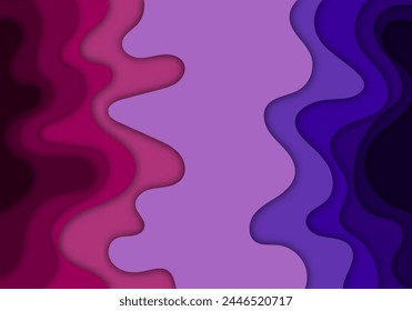 Multi layers blue and purple color texture papercut layers in gradient vector banner. Abstract paper cut art background design for website template. Topography map concept or smooth origami paper cut.