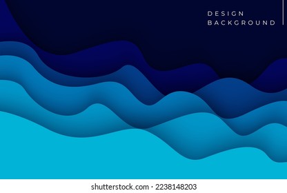 Multi layers blue texture 3D papercut layers in gradient vector banner. Abstract paper cut art background design for website template. Topography map concept or smooth origami paper cut
