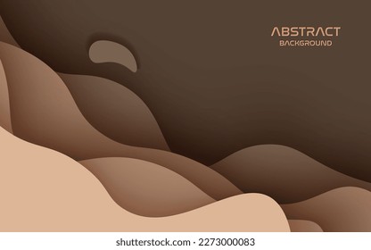 Multi layers brown color texture 3D papercut layers in gradient vector banner. Abstract paper cut art background design for website template. Topography map concept or smooth origami paper cut