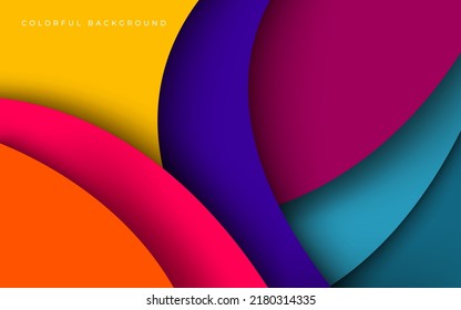 Multi layers circle colorful texture 3D papercut layers in gradient vector banner. Abstract paper cut art background design for website template. Topography map concept or smooth origami paper cut