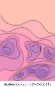 Multi layers color texture 3D papercut layers in gradient vector banner. Carving art. Cover layout material design template.