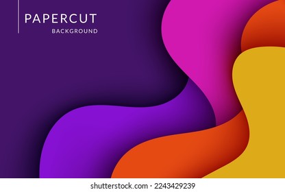 Multi layers colorful wavy texture 3D papercut layers in gradient vector banner. Abstract paper cut art background design for website template. Topography map concept or smooth origami paper cut