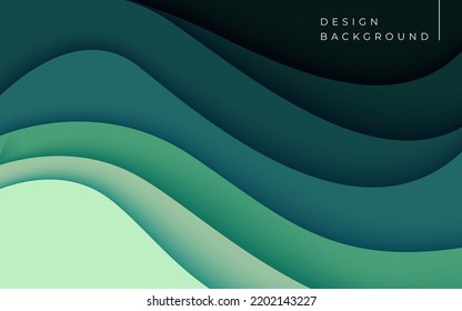 Multi layers green color texture 3D papercut layers in gradient vector banner. Abstract paper cut art background design for website template. Topography map concept or smooth origami paper cut