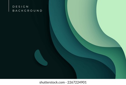 Multi layers green color texture 3D papercut layers in gradient vector banner. Abstract paper cut art background design for website template. Topography map concept or smooth origami paper cut