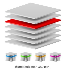 Multi layers. Illustration of the designer on a white background