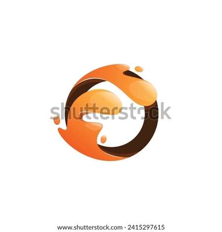 Multi layers letter O splash style isolated on white background. Vector illustration