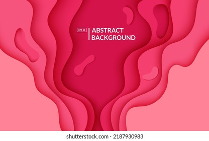 Multi layers pink color texture 3D papercut layers in gradient vector banner. Abstract paper cut art background design for website template. Topography map concept or smooth origami paper cut