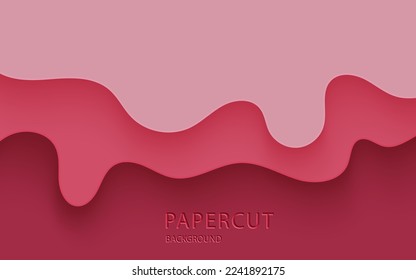 Multi layers pink rose color texture 3D papercut layers in gradient vector banner. Abstract paper cut art background design for website template. Topography map concept or smooth origami paper cut