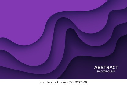 Tapas de color púrpura de varias capas en capas de papel 3D en banner vectorial de gradiente. Resumen de diseño de fondo de corte de papel para plantilla de sitio web. Concepto de mapa topográfico o corte de papel liso de origami