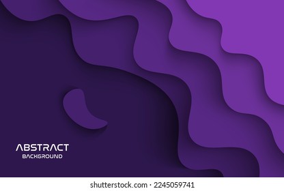 Multi layers purple color texture 3D papercut layers in gradient vector banner. Abstract paper cut art background design for website template. Topography map concept or smooth origami paper cut