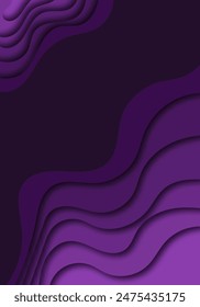 Multi layers purple color texture 3D papercut layers in gradient vector banner. Abstract paper cut art background design for website template. Topography map concept or smooth origami paper cut