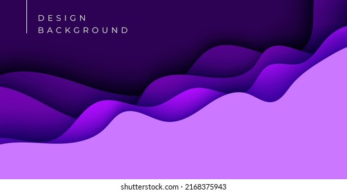 Multi Layers Purple Texture 3D Papercut Layers In Gradient Vector Banner. Abstract Paper Cut Art Background Design For Website Template. Topography Map Concept Or Smooth Origami Paper Cut