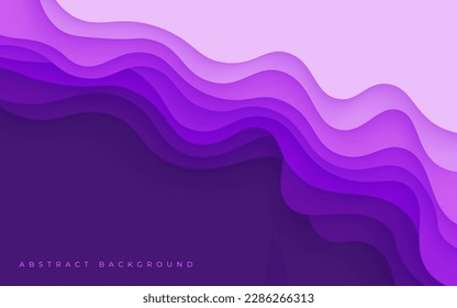 Multi layers purple texture 3D papercut layers in gradient vector banner. Abstract paper cut art background design for website template. Topography map concept or smooth origami paper cut