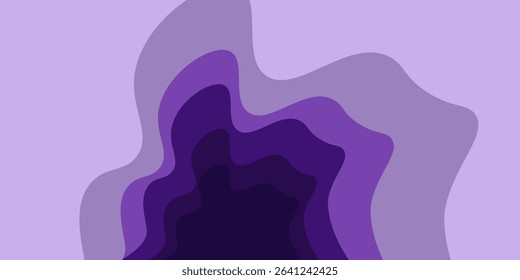 Multi layers purple texture 3D papercut layers in gradient vector banner. Abstract paper cut art background design for website template. Topography map concept or smooth origami paper cut