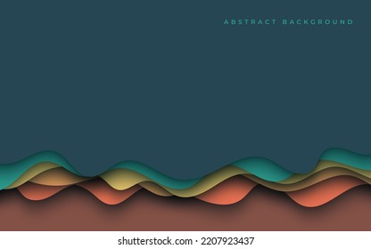 Multi layers soft colorful texture 3D papercut layers in gradient vector banner. Abstract paper cut art background design for website template. Topography map concept or smooth origami paper cut