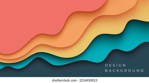 Multi layers soft colorful texture 3D papercut layers in gradient vector banner. Abstract paper cut art background design for website template. Topography map concept or smooth origami paper cut