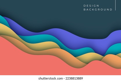 Multi layers soft colorful texture 3D papercut layers in gradient vector banner. Abstract paper cut art background design for website template. Topography map concept or smooth origami paper cut