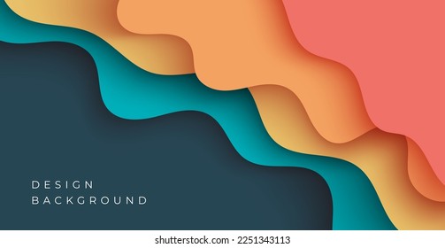 Multi layers soft colorful texture 3D papercut layers in gradient vector banner. Abstract paper cut art background design for website template. Topography map concept or smooth origami paper cut