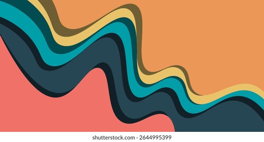 Várias camadas de textura colorida suave 3D camadas de recorte de papel em gradiente vetor banner. Papel abstrato corte arte design de fundo para o modelo do site. Conceito de mapa topográfico ou corte de papel de origami suave