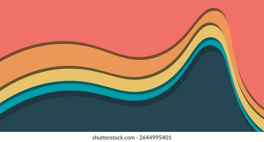 Multi layers soft colorful texture 3D papercut layers in gradient vector banner. Abstract paper cut art background design for website template. Topography map concept or smooth origami paper cut