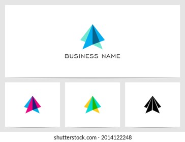 Multi Layers Triangles Forming Arrow Head Logo Design