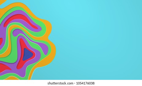 Multi layers vector background with abstract topography or flowing liquid design, colored on light blue