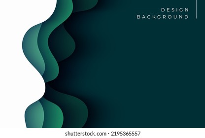 Multi layers white green texture 3D papercut layers in gradient vector banner. Abstract paper cut art background design for website template. Topography map concept or smooth origami paper cut