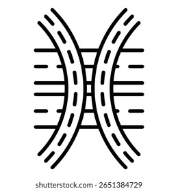 Icono de unión multinivel Vector de letrero plano de contorno en blanco y negro