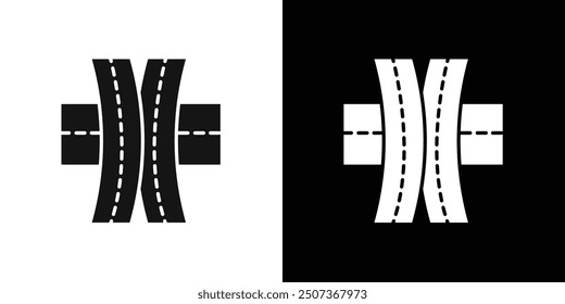 Multi level junction icon flat line symbol set.