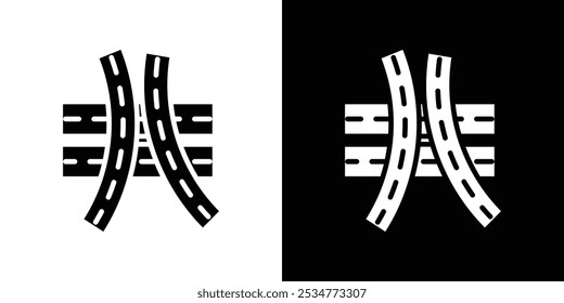 Multi level junction icon linear logo isolated