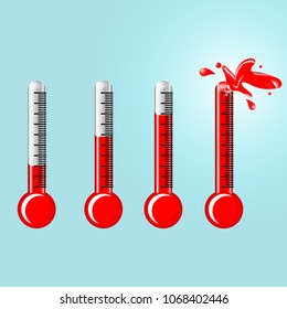 multi level of mercury in thermometer tube