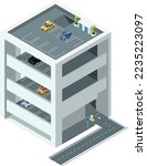 Multi level parking icon. Isometric car building