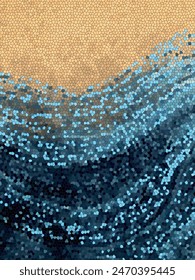 multi line color gradient geometric design cut piece mosaic abstract blended aqua to light white blue to cork brown gradient background 1