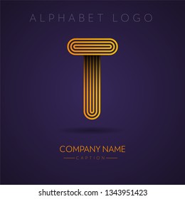 Multi Lines Finger Print Style Professional gold Letter T Logo