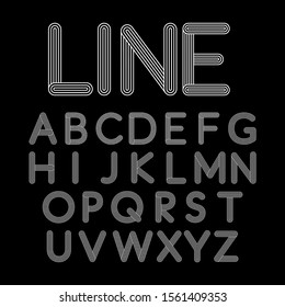Multi lines fingerprint style vector alphabet, abstract line letter vector illustration with black background