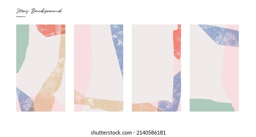 Multi media collage background. Social media template. Abstract vector artwork. Geometric illustration with grunge texture. 