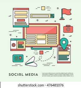 Multi Media Linear Vector Elements & Icons 